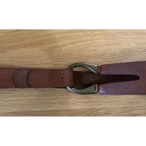 J Jill Womens Brown Leather Belt Horseshoe Buckle Size L  Western‎ Hipster Boho